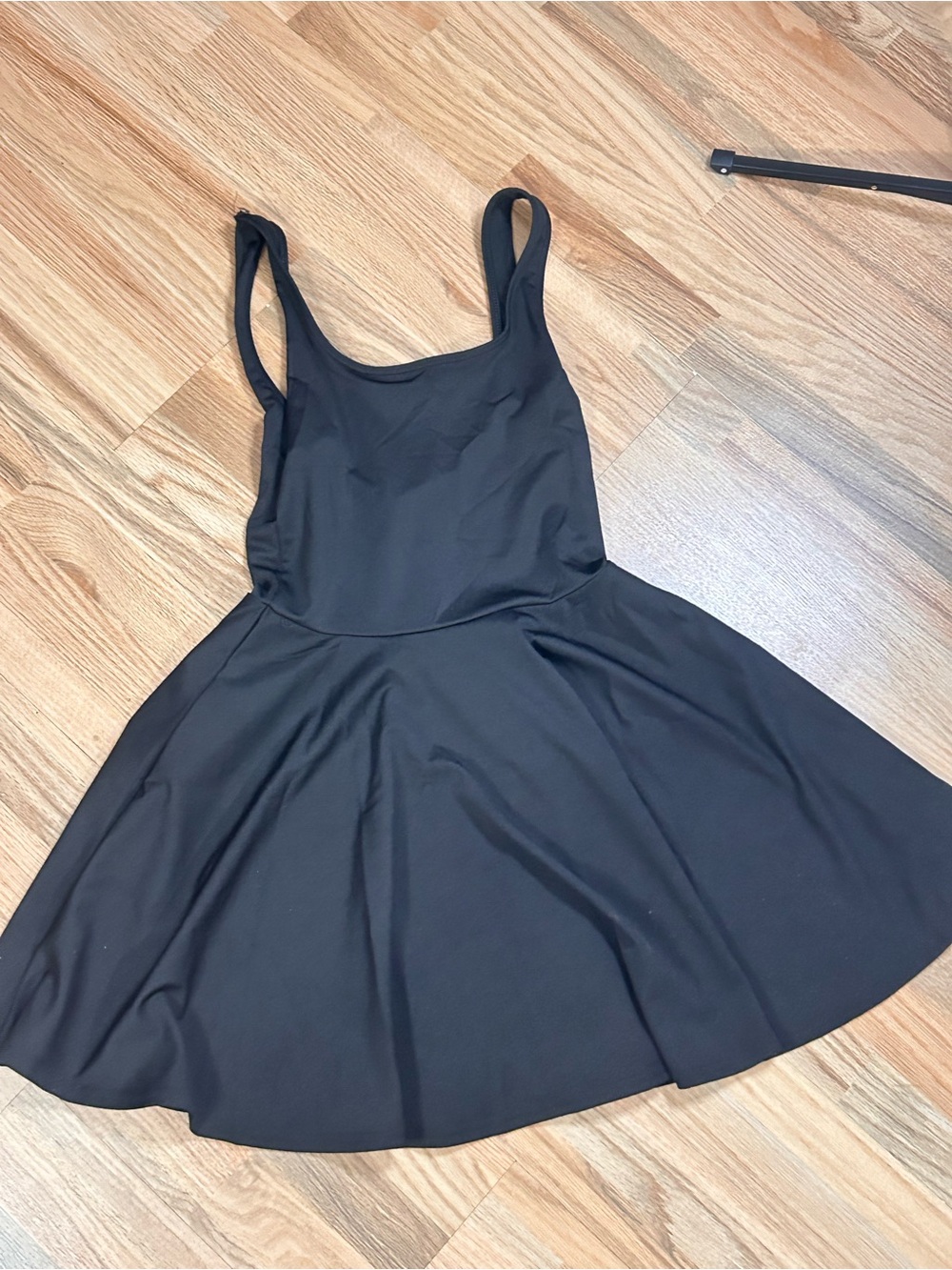 Women's Black Sleeveless Mini Dress - Flared Skirt